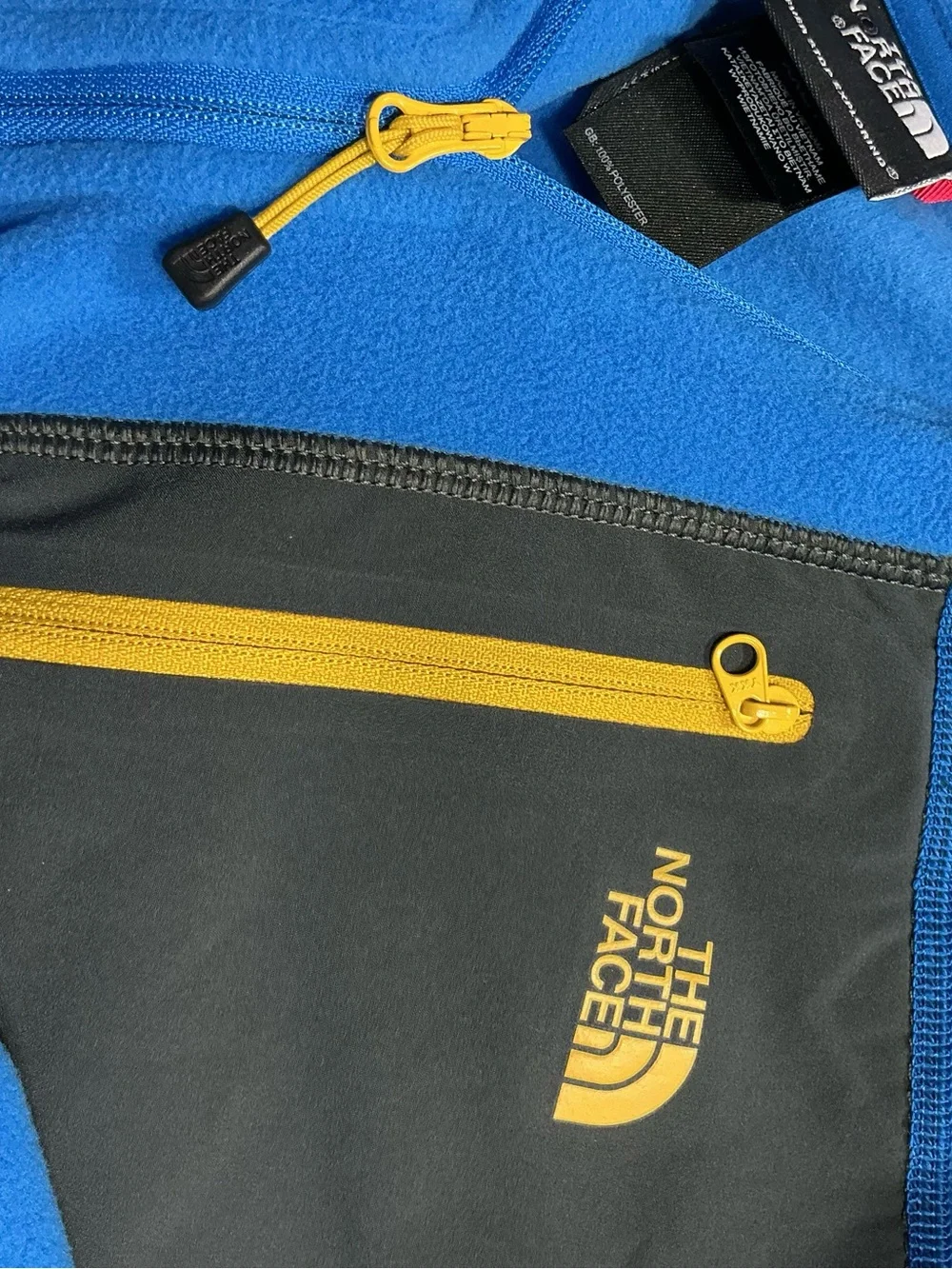 NWOT The North Face TKA 100 Trinity Alps 1/4 Zip Fleece Blue Yellow XXL